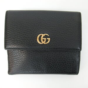 レディース【中古】ＧＵＣＣＩグッチＷホック財布４５６１２２レザー黒ブラック系【楽ギフ_包装選択】