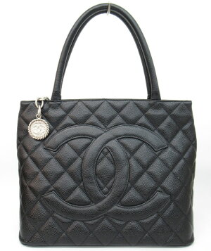 レディース【中古】ＣＨＡＮＥＬシャネル復刻トートＡ０１８０４シルバー金具キャビアスキン黒ブラック系【楽ギフ_包装選択】