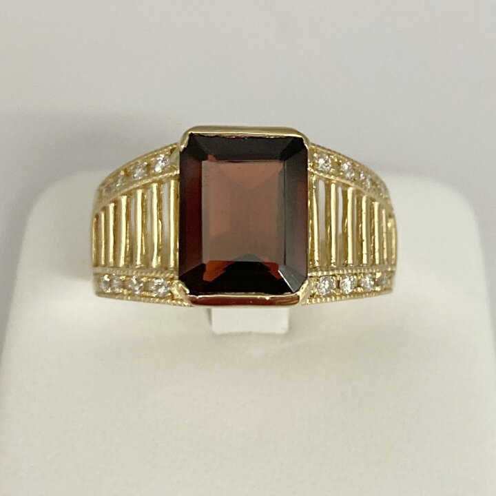 楽天市場】【中古】K18 ガーネット 3.12ctリング 指輪 約12号 D0.14ct 