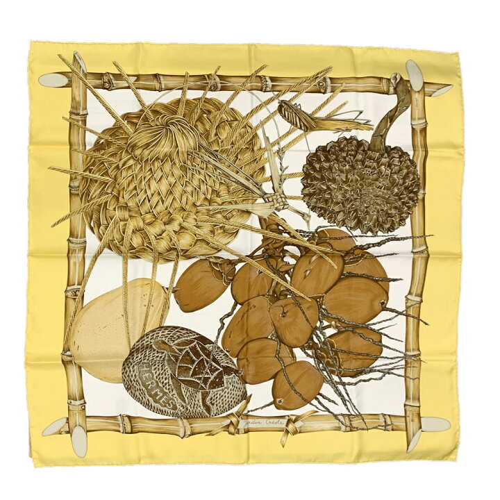楽天市場】【中古】美品 HERMES エルメス カレ90 スカーフ「JARDIN 