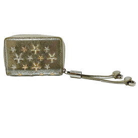 【中古】 JIMMY CHOO ジミーチュウ スタースタッズ コインケース グリッターレザー メタリックグレー レディース コンパクトウォレット 財布 USED-B 質屋 かんてい局加古川店 A23-0430 007