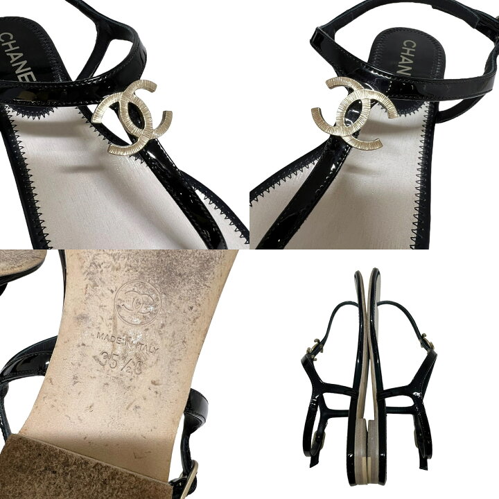 楽天市場】CHANEL【シャネル 】トングサンダル ブラック エナメル ココ 