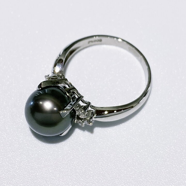 楽天市場】Pt900/D0.1ct 黒蝶真珠リング パール8mm サイズ14.5号 指輪 