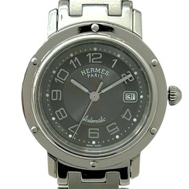 【中古】｜HERMES エルメス クリッパー CL5.410 自動巻 デイト 31mm 時計 ボーイズ ウォッチ シルバー ステンレススチール グレー文字盤