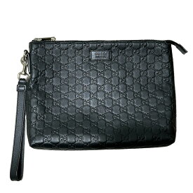 【中古】｜GUCCI グッチ 473881 セカンドバッグ レザー クラッチバッグ ブラック系 メンズ GG柄 エンボス加工