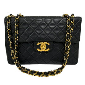 【中古】｜CHANEL シャネル デカマトラッセ34 ショルダーバッグ ブラック系 レディース ゴールド金具 ダブルチェーン チェーンショルダー ハーフフラップ