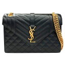 【中古】｜SAINT LAURENT サンローラン YSL 600185 エンヴェロープ チェーンショルダーバッグ ブラック ゴールド レデ…