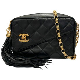 【中古】｜CHANEL シャネル チェーンショルダーバッグ フリンジ ココマーク マトラッセ ラムスキン ブラック レディース