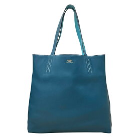 【中古】｜HERMES エルメス ドゥブルセンス45 トリヨンクレマンス スイフト □R刻印 ブルー 水色 リバーシブル トートバッグ
