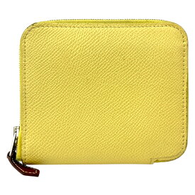 【中古】｜HERMES エルメス アザップ コンパクト シルクイン 財布 エプソン クレ シルバー金具 Z刻印 ジョーヌプッサン 黄色系 レディース