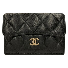 【中古】｜CHANEL シャネル AP0230 クラシック スモール フラップ ウォレット マトラッセ キャビアスキン 三つ折り財布 ブラック系 ゴールド金具 レディース