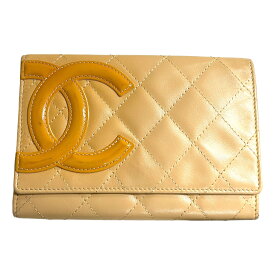 【中古】｜CHANEL シャネル A26722 カンボン二つ折り財布 イエロー系 マトラッセ コンパクト財布 レディース