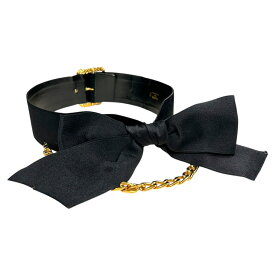 【中古】｜CHANEL シャネル ココマーク ヴィンテージ リボンベルト ゴールド金具 75/30 ブラック レディース
