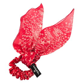 【中古】｜CHANEL シャネル ココマーク リボン シュシュ レッド シルク オーガンジー ヘアゴム ヘアアクセサリー レディース