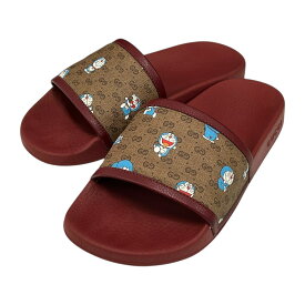 【中古】｜GUCCI グッチ 655026 ドラえもん GGスプリーム ラバーサンダル メンズ レディース ブラウン レッド フラット 約24.5cm