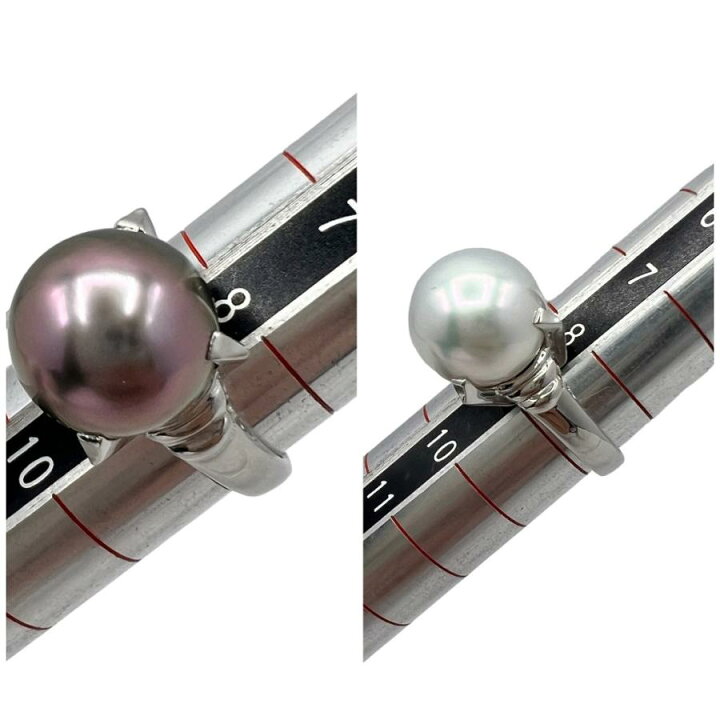 楽天市場】【中古】｜pt900 パールリング 2点セット リング 11.5mm 