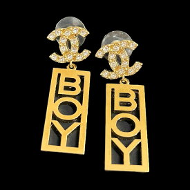【中古】｜CHANEL シャネル C22P ココマークラインストーンピアス BOY レディース ゴールド系 アクセサリー
