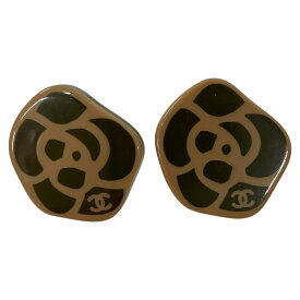 【中古】｜CHANEL シャネル イヤリング カメリア ココマーク ブラウン 茶系 ゴールド ピアス アクセサリー レディース