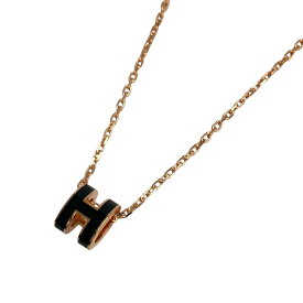 【未使用】｜HERMES エルメス ポップアッシュ ミニ ネックレス ブラック ピンクゴールド レディース