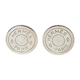 【中古】｜HERMES エルメス セリエ イヤリング シルバー メタル イヤーアクセサリー ピアス ラウンド ロゴ レディース