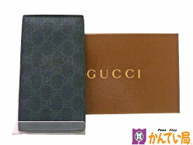 【ランクB】GUCCI　グッチ　115149　二つ折り長財布　札入れ　GG柄　PVC×レザー　コーティングキャンバス　ブラック　黒　カード入れ×6　小銭入れなし　メンズ　レディース　ブランド　ロゴ　総柄　中古　質屋 かんてい局 金沢バイパス店　B22-756