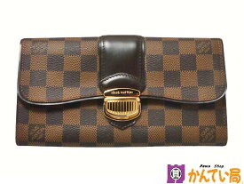 【特上品】LOUIS VUITTON　ルイヴィトン　N61747　ポルトフォイユ システィナ　二つ折り長財布　ダミエ　エベヌ　PVC　レザー　ブラウン　ゴールド金具　スライドロック開閉式　フラップ　レディース　メンズ　ブランド　ロゴ　中古　質屋かんてい局金沢バイパス店　B23-2684