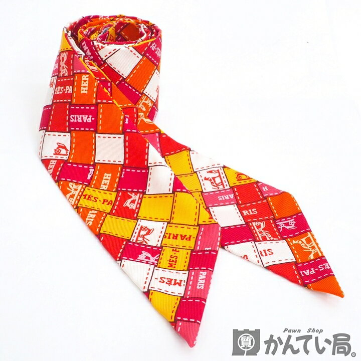 未使用エルメス HERMES スカーフツイリーボルデュックオレンジリボン 