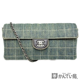 【中古】CHANEL　シャネル　チョコバー　デニム　チェーンショルダーバッグ　2WAY　クラッチバッグ　ココマーク　肩掛け　箱・袋・ギャラ付き