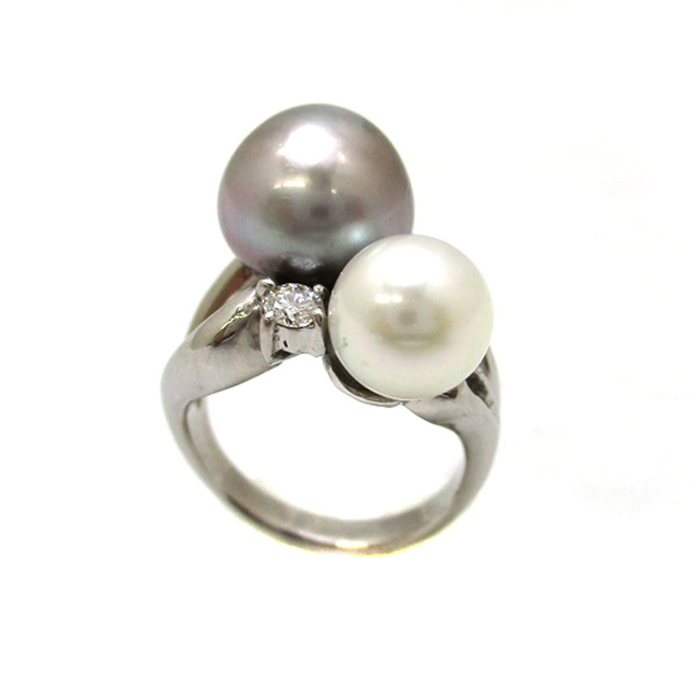 楽天市場】【USED-B】パール＆ダイヤつきリング Pt900 プラチナ 白真珠 
