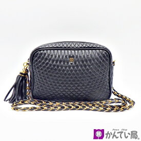 【中古】BALLY バリー チェーンミニショルダーバッグ マトラッセ キルティング レザー ブラック 黒 ゴールド金具 レディース 肩掛け