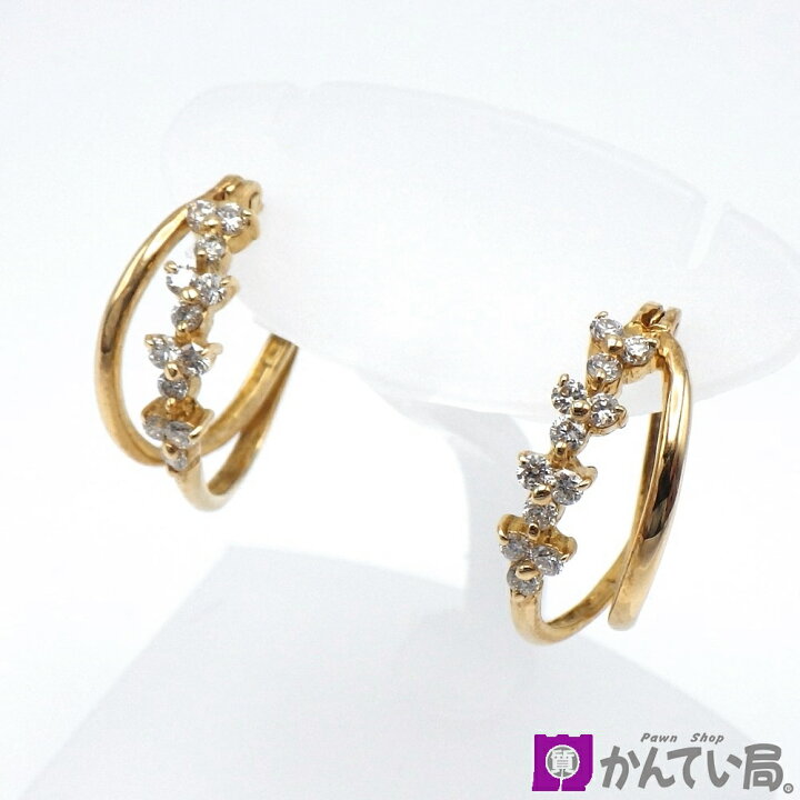 楽天市場】【中古】K18 ダイヤモンド付きピアス 約2.1g イエロー 