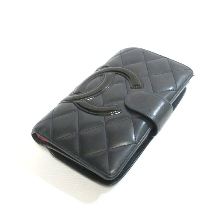 楽天市場】CHANEL シャネル カンボンライン 二つ折り財布 ブラック  