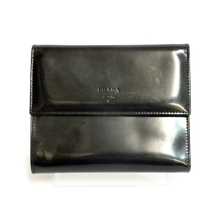 楽天市場】PRADA プラダ エナメルレザー 3つ折り 財布 ダークブラウン  