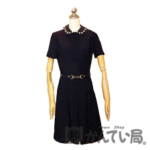 GUCCIグッチレザー×パールワンピースサイズ42中古品usedA