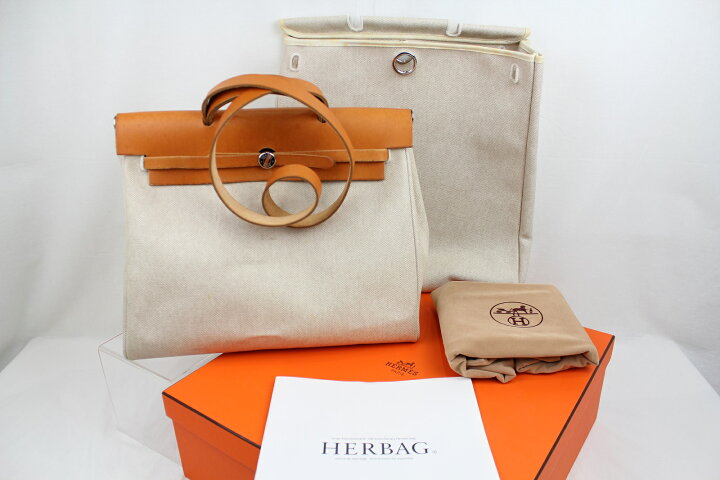 楽天市場】HERMES エルメスエールバッグMM キャンバス レザー□D 