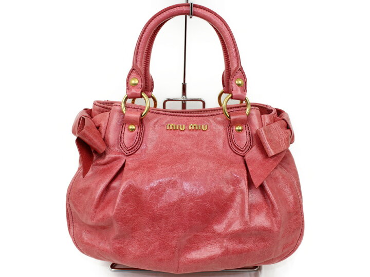 楽天市場】MIU MIU2WAYバッグ RN0818レザー ピンク ゴールド金具ハンド 
