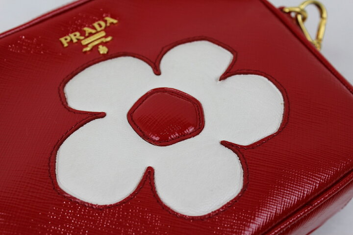 楽天市場】PRADA プラダショルダーバッグ BP610M赤 花柄 ポーチ 