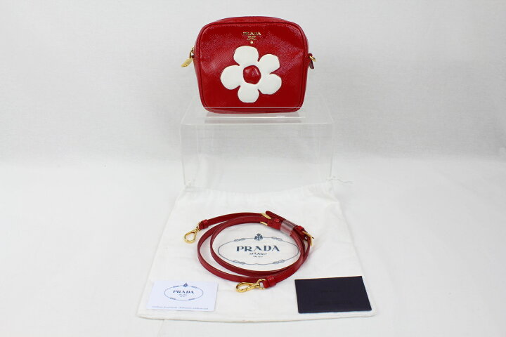 楽天市場】PRADA プラダショルダーバッグ BP610M赤 花柄 ポーチ 