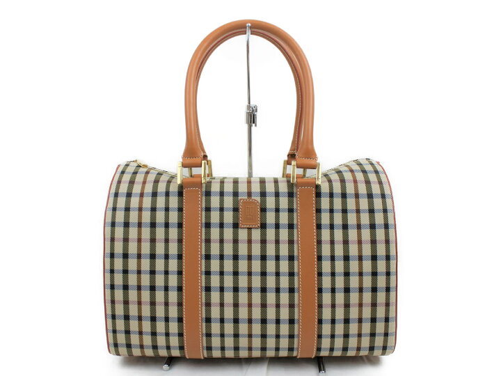 ダックス DAKS ボストンバッグ 2way ショルダーバッグ ナイロン レザー ロゴ ワンポイント ハウスチェック 黒 ブラック /MN17 ■GY18
