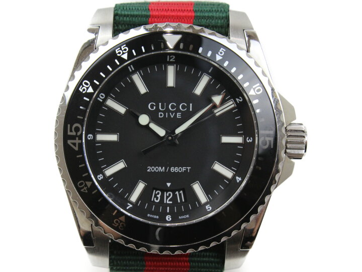 楽天市場】GUCCI ダイブ YA136206 クオーツ デイト 200m防水 SS 