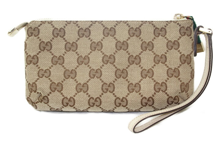 楽天市場 Gucci グッチ グッチシマポーチ ベージュ ホワイト メンズ レディース ユニセックス ブランド 小さい 小物入れ リボン イタリアカラー 化粧品 メイク道具 中古 かんてい局松前ｒ５６号店