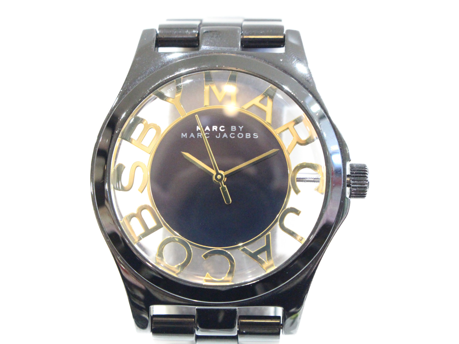 Marc By Marc Jacobs マークバイマークジェイコブス Mbm3255 ヘンリースケルトン クオーツ 腕時計 中古 ブラック レディース腕時計