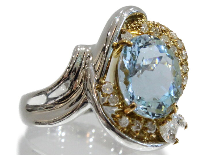 楽天市場】アクアマリンリングK18 Pt900アクアマリン5.15ct 