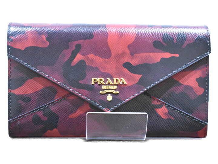 楽天市場】PRADA 長財布 ショルダー付き 1M1437 カモフラ×レッド/赤  