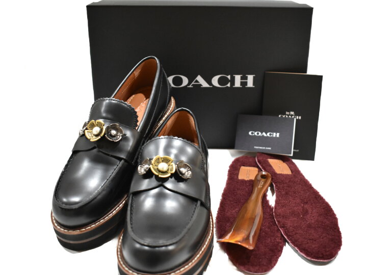 楽天市場】【箱有り】COACHレザーローファー G1218 ブラック 黒 レザー 