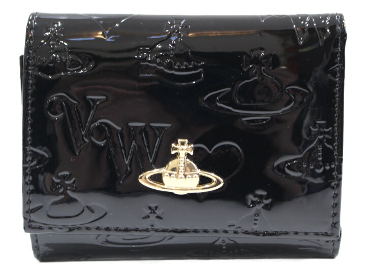 未使用 Vivienne Westwood 黒×オレンジ 型押し長財布 エナメル 楽天 