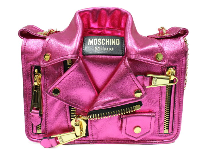 楽天市場】MOSCHINO ライダースショルダーバッグ メタリックピンク 