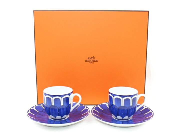 楽天市場】HERMES ブルーダイユール コーヒーカップ&ソーサー 2客 