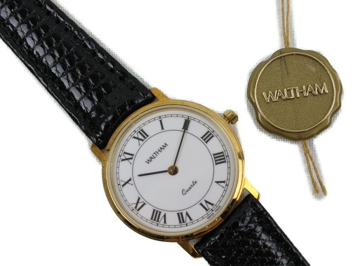 楽天市場】【18K】WALTHAM ウォルサム クオーツ イエローゴールド 革  