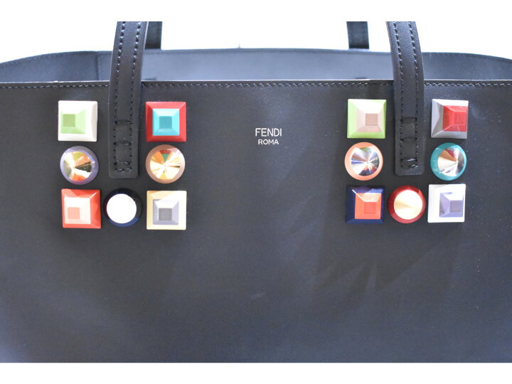 楽天市場】【中古☆】FENDI スタッズトート 8BH335 ブラック レザー 